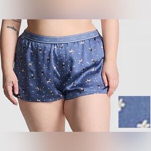 VICTORIA’S SECRET PINK SILKY SLEEP BOXY PAJAMA SHORTS, SIZE MEDIUM, EUC